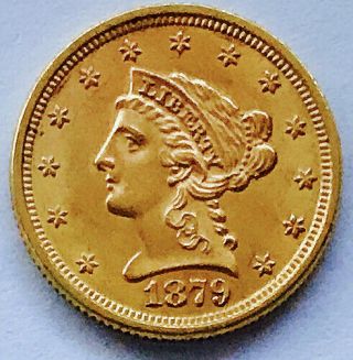 1879 2 1/2 Dollar Gold Liberty Flawless Gem Bu,  Perfect Coin Wow Gold Nr 19587