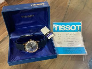 Vintage 9ct Gold Tissot Gents Wrist Watch With Tags Box Papers 1976