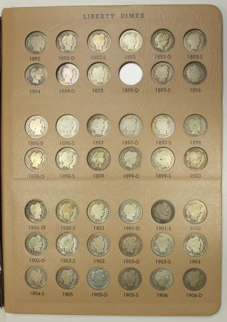Near Complete 1892 - 1916 Barber Dime Set In Dansco Album - Only Missing 1 Coin