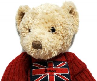 Teddy Bear Plush Toy Harrods London Knightbridge 14 " Union Jack Flag Red Sweater