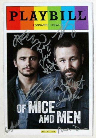 Partial Cast James Franco Signed Of Mice & Men Pride Playbill