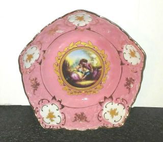 Vintage Lemoges Design Pink Bowl W/ Gold Floral Design