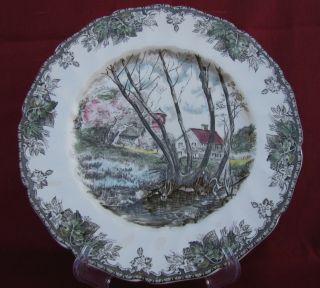 Vintage Johnson Bros Friendly Village " Willow By The Brook " 10 - 1/2 " Plate