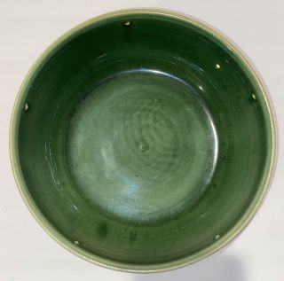 Studio Pottery Signed Hand Crafted Green Bowl/Planter 2