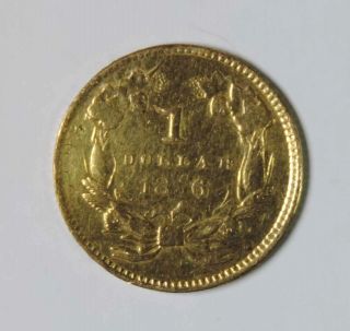 1856 Type 3 U.  S.  One Dollar $1 Indian Princess Head GOLD Coin Piece 2