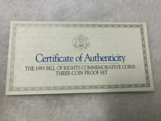 1993 US Bill of Rights 3 - Coin Commemorative Gold Silver Clad Proof Set 2
