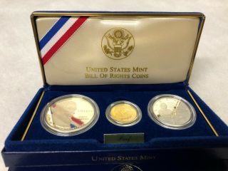 1993 US Bill of Rights 3 - Coin Commemorative Gold Silver Clad Proof Set 4