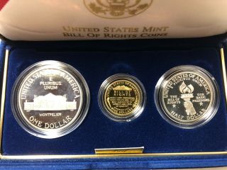 1993 US Bill of Rights 3 - Coin Commemorative Gold Silver Clad Proof Set 5