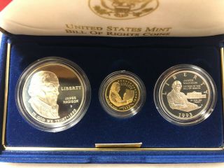 1993 US Bill of Rights 3 - Coin Commemorative Gold Silver Clad Proof Set 6