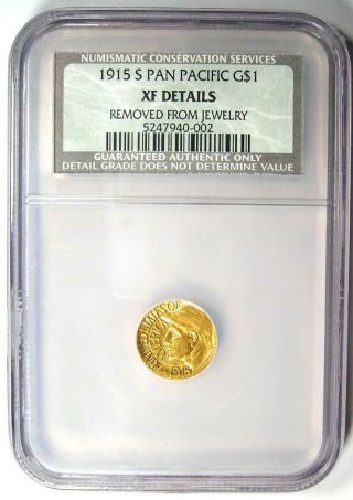 1915 - S Panama Pacific Gold Dollar Pan - Pac G$1 Coin - Certified NGC XF Details 2