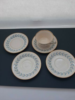 Syracuse China Old Ivory Sherwood Blue Laurel 1 Teacup & Saucer Set/3 saucers 2