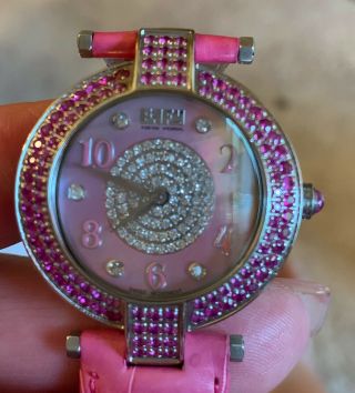 Effy 5th Avenue Pink Sapphire Diamond 3.  28 Ctw Mother Of Pearl Dial Watch