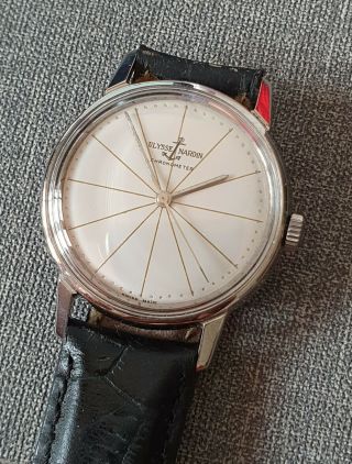 Men ' s Vintage Ulysse Nardin Watch; Chronometer; Stainless Steel; Geometric Dial 2