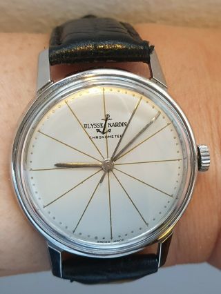 Men ' s Vintage Ulysse Nardin Watch; Chronometer; Stainless Steel; Geometric Dial 5