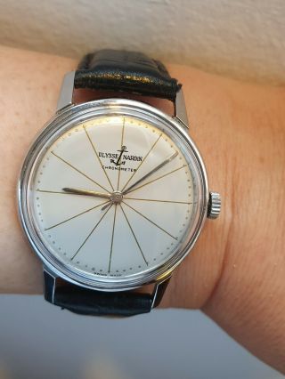 Men ' s Vintage Ulysse Nardin Watch; Chronometer; Stainless Steel; Geometric Dial 6