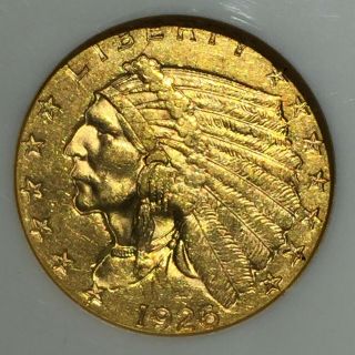 1926 QUARTER EAGLE == $2 1/2 INDIAN GOLD == NGC AU - 58 == 2