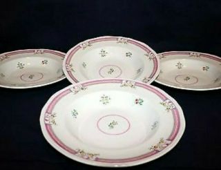Set Of 4 Laura Ashley Alice 8 7/8 " Rim Soup Bowl Pink White Ship Within 24 Hours