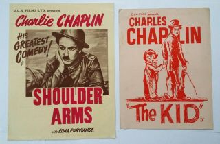 Charlie Chaplin In Shoulder Arms & The Kid - D.  U.  K.  Films Presents Movie Flyers