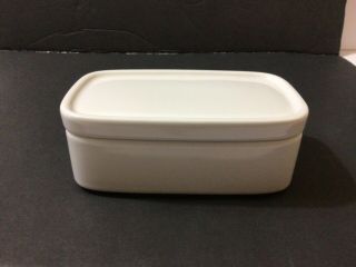 Hakusan Pottery Porcelain White Butter Case With Lid Japan