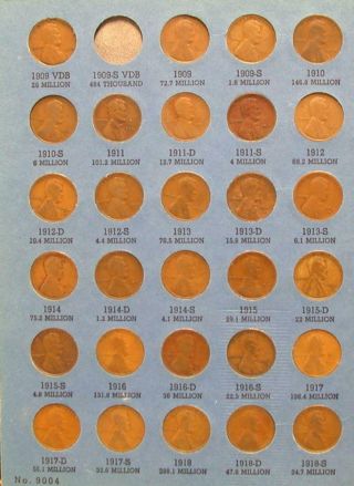 Complete Set Of Lincoln Cents 1909 - 1940 Less 09 Svdb.  (1)