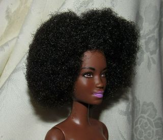 NUDE BARBIE DOLL AA AFRICAN AMERICAN TALL BODY STYLE PUFFY HAIR FOR OOAK 2