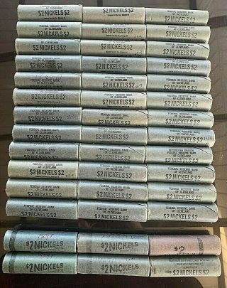 $$$ Forty Two (42) Jefferson Nickel Rolls Federal Reserve & Bank $$$