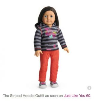 Authentic American Girl 2013 Striped Hoodie Outfit For 18 " Dolls,  No Shoes