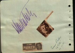 Jean Parker Autographed Album Page Page Legendary 1930 