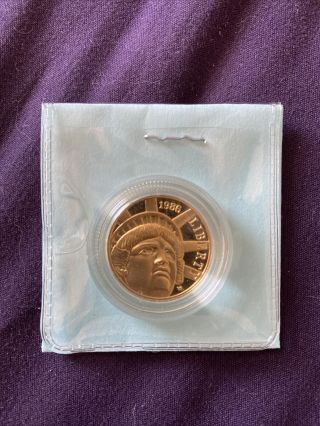 1986 - W Us Gold $5 Statue Of Liberty Commemorative Proof - Coin In Capsule