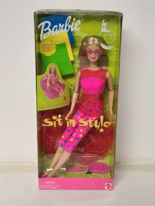 Barbie Sit In Style With Pink Inflatable Chair,  Brush 1999 [light Damage To Box
