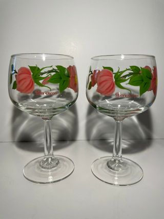 Set Of 2 Vintage Franciscan Ware Desert Rose 12 Oz Wine Glass Goblet Glasses 6.  5