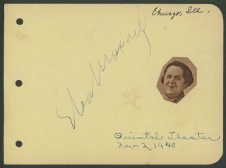 Elsa Maxwell (1881 - 1963) Signed Album Page | " Hotel For Women " - Autograph