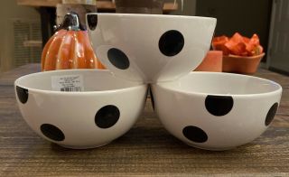 Lenox Kate Spade All In Good Taste Deco Dot Black Fruit Bowls Set Of 3