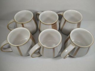 Set of 6 DENBY Langley TRUFFLE LAYERS Mugs Cups England Brown Stripes 3
