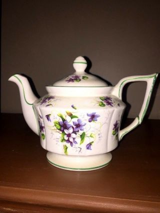 Arthur Wood Vermont Pattern England 7 " Tea Pot Porcelain Ceramic Purple Violets