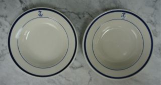 Set Of 2 Vintage Homer Laughlin Us Navy Fouled Anchor Rim Cereal Bowls - Usa