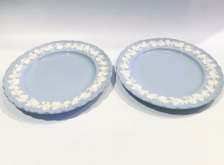 2 Wedgwood Embossed Queensware Cream On Lavender Blue Shell Edge 8” Salad Plate