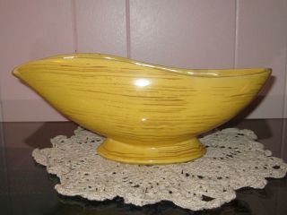 Vintage Mccoy Pottery Planter Boat Harmony Series Yellow With Brown Stripes