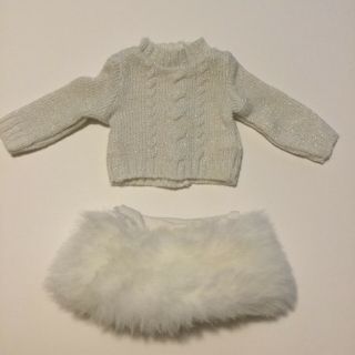 American Girl Doll Sparkle Knit Sweater Faux Fur Skirt From Soft As Snow Outfit