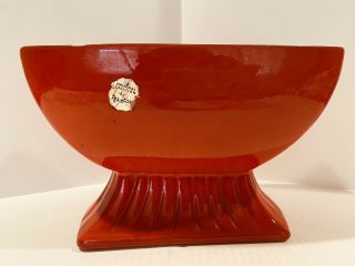 Vintage Frankoma Pottery 17 Planter Red Flame Glaze 5x8 No Chips Or Cracks
