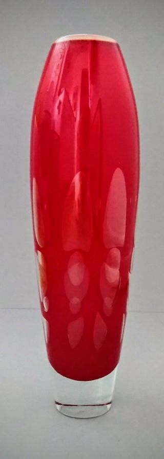 Villeroy & Boch Red Art Glass Bubble Cased Vase.