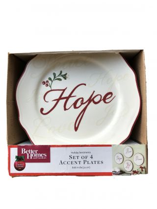 Better Homes & Gardens Holiday Sentiment Set Of 4 Accent Salad Plates Decor