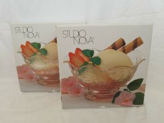 Studio Nova Set Of 8 Footed Sherbet/ice Cream Glass Bowls Pink Boxed Summer