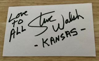 Steve Walsh Kansas Autographed Signed 3x5 Index Card