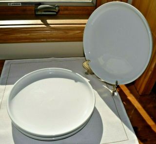 Set Of 3 Crate And Barrel Culinary Arts White Coupe Dinner Plates 10 5/8 "