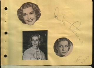 Anita Louise Autographed Album Page 1940 Popular 1930 