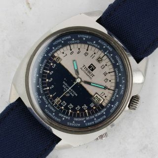 Vintage Tissot Automatic Navigator Seastar T.  12 World Time Wristwatch Steel NR 2