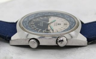 Vintage Tissot Automatic Navigator Seastar T.  12 World Time Wristwatch Steel NR 4