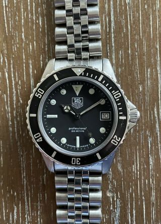 Vintage Tag Heuer 1000 980.  013d Black Submariner Style Watch