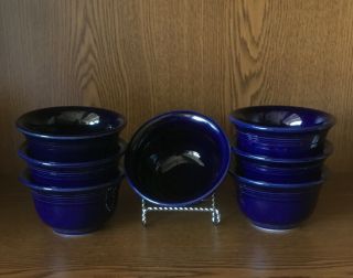 Set Of 7 Cobalt Blue Fiestaware - 4 " X2.  5 " Ramekins/pudding/fruit Cups